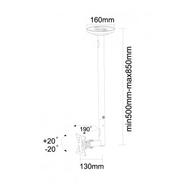 Newstar Supporto da soffitto per schermi LCD/LED/TFT