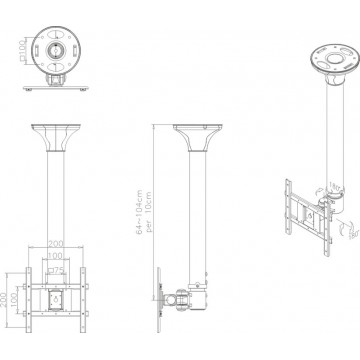 Newstar Supporto da soffitto per schermi LCD/LED/TFT