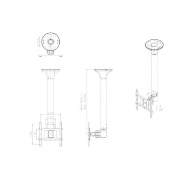 Newstar Supporto da soffitto per schermi LCD/LED/TFT supporto a soffitto per tv a schermo piatto