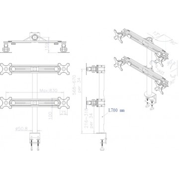 Newstar FPMA-D700D4 supporto da tavolo per Tv a schermo piatto 76,2 cm (30") Nero