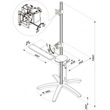 Newstar FPMA-MOBILE1800 Multimedia cart Argento carrello e supporto multimediale