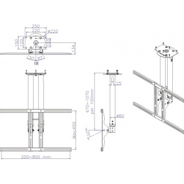 Newstar Supporto da soffitto per schermi LCD/LED/Plasma