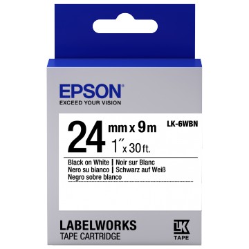 Epson Nastro fondo Standard Bianco per testo Nero 24/09 LK-6WBN