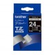 Brother Gloss Laminated Labelling Tape - 24mm, White/Black TZ