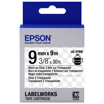 Epson Nastro fondo Trasparente per testo Nero 9/9 LK-3TBN