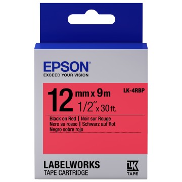 Epson Nastro fondo Pastello Rosso per testo Nero 12/9 LK-4RBP