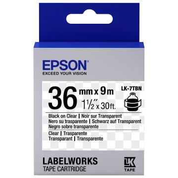 Epson Nastro fondo Trasparente per testo Nero 36/9 LK-7TBN