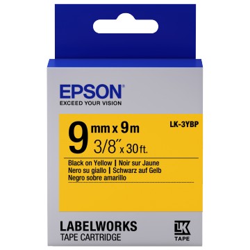 Epson Nastro fondo Pastello Giallo per testo Nero 9/9 LK-3YBP