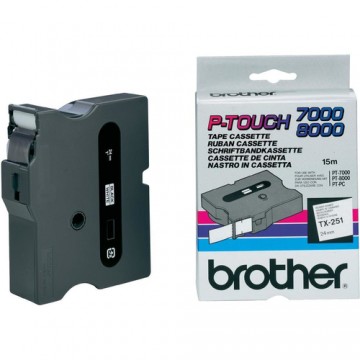 Brother TX-251 Nero su bianco nastro per etichettatrice