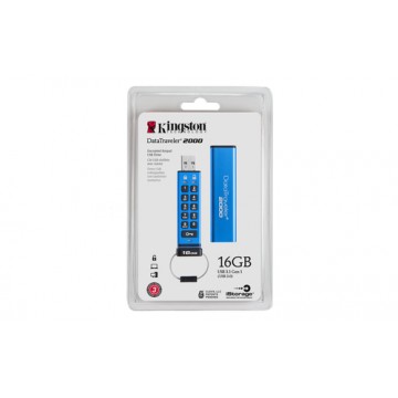 Kingston Technology DataTraveler 2000 16GB 16GB USB 3.0 (3.1 Gen 1) Type-A Blu unità flash USB