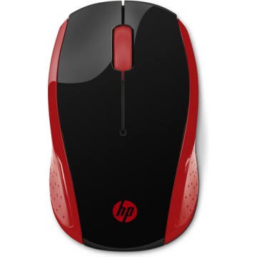 HP 200 RF Wireless Ottico 1000DPI Ambidestro Nero, Rosso mouse