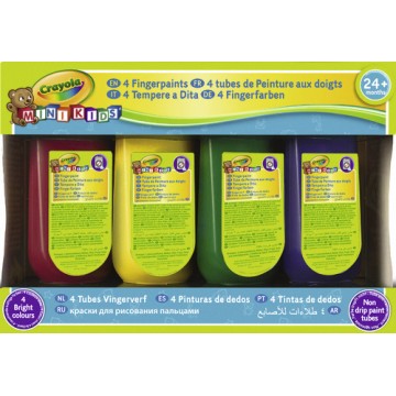 Crayola Mini Kids - 4 Washable fingerpaint tubes Blu, Verde, Rosso, Giallo pittura lavabili