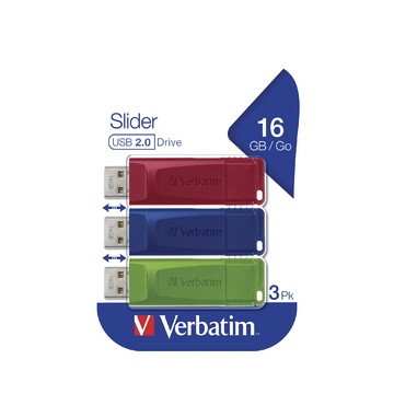Verbatim Slider unità flash USB 16 GB 2.0 Connettore USB di tipo A Blu, Verde, Rosso