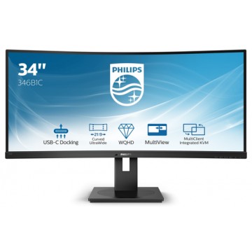 Philips B Line 346B1C/00 monitor piatto per PC 86,4 cm (34") 3440 x 1440 Pixel WQHD LCD Curvo Opaco Nero