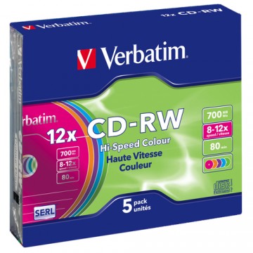 Verbatim CD-RW Colour 12x 700 MB 5 pezzo(i)