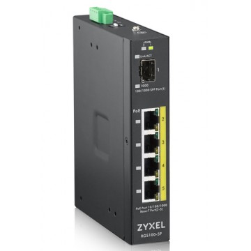Zyxel RGS100-5P Non gestito L2 Gigabit Ethernet (10/100/1000) Nero Supporto Power over Ethernet (PoE)