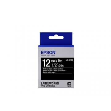 Epson Nastro fondo Lucido Nero per testo Bianco 12/9 LK-4BWV