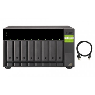 QNAP TL-D800C contenitore di unità di archiviazione 2.5/3.5" Enclosure HDD/SSD Nero, Grigio