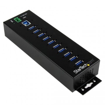 StarTech.com Hub USB 3.0 industriale a 10 porte con adattatore di alimentazione esterno - Protezione ESD e sovratensioni a 350 W