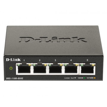 D-Link DGS-1100-05V2 switch di rete Gigabit Ethernet (10/100/1000) Nero