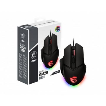 MSI Clutch GM20 Elite mouse USB tipo A Ottico 6400 DPI Mano destra