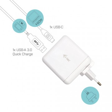 i-tec USB-C Travel Charger 60W + USB-A Port 18W