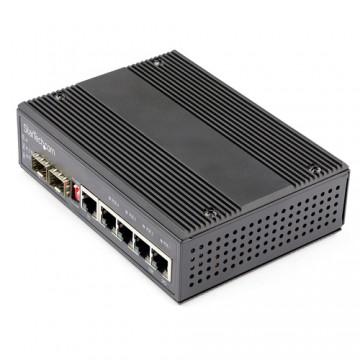 StarTech.com Switch rete LAN industriale a 6 porte - 4 porte PoE RJ45 + 2 slot SFP 30W - 10/100/1000Mbps Power over Ethernet - C