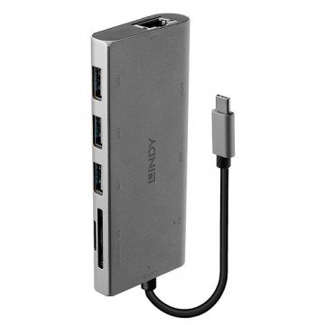 Lindy 43278 hub di interfaccia USB 3.2 Gen 1 (3.1 Gen 1) Type-C 5000 Mbit/s Grigio