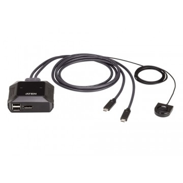 ATEN Switch KVM DisplayPort 4K USB-C a 2 porte con selettore di porte remoto