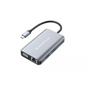 Conceptronic DONN21G replicatore di porte e docking station per notebook Cablato USB 3.2 Gen 1 (3.1 Gen 1) Type-C Grigio
