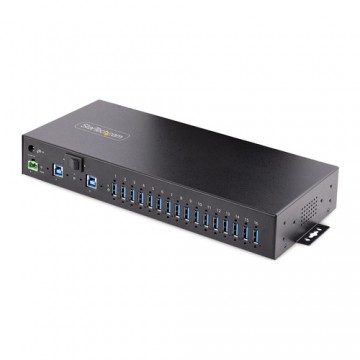 StarTech.com Hub USB 3.0 Alimentato a 16 Porte - Multipresa USB-A Industriale 5Gbps Installabile a Muro/Rack/DIN - Protezione ES