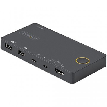 StarTech.com Switch KVM ibrido USB-A + HDMI e USB-C a 2 porte - Monitor singolo HDMI 2.0 4K 60Hz - Switch KVM compatto per deskt
