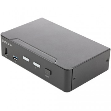 StarTech.com KVM Switch HDMI a 2 porte - Monitor singolo 4K 60Hz Ultra HD HDR - Switch KVM HDMI 2.0 per PC con 2 porte USB 3.0 H