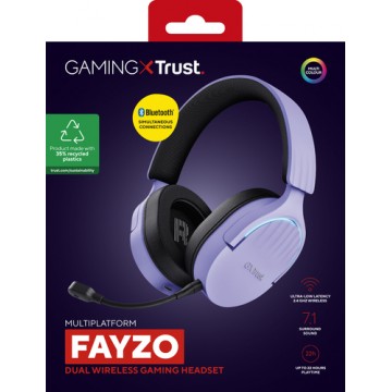 Trust GXT 491P FAYZO Auricolare Con cavo e senza cavo A Padiglione Giocare USB tipo A Bluetooth Nero, Viola