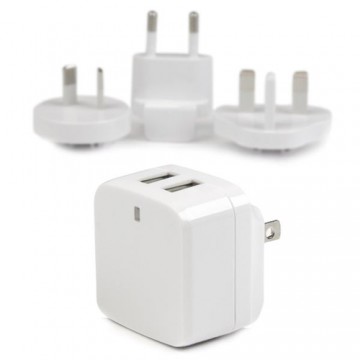 StarTech.com Caricabatterie da Muro a doppia porta x2 USB ad alta potenza ( 17W / 3.4 Amp ) con prese da viaggio (Internazionale