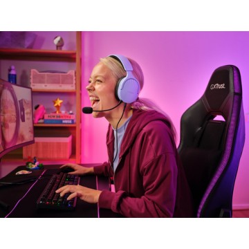 Trust GXT 489P FAYZO Auricolare Cablato A Padiglione Giocare Nero, Viola