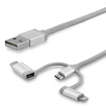 StarTech.com Cavo di ricarica multiplo USB da 2 m - Da USB a Micro-USB o USB-C o Lightning per iPhone / iPad / iPod / Android - 