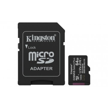 Kingston Technology 64GB microSDXC Canvas Select Plus Gen3 100MB/s A1 (Adattatore SD incluso)