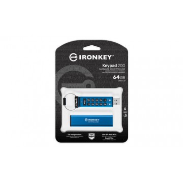 Kingston Technology IronKey Keypad 200 da 64 GB, FIPS 140-3 livello 3 (in fase di approvazione) crittografata AES-256