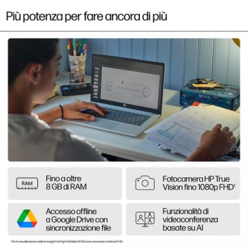 HP Chromebook 14a-nf0019nl Intel® N N100 35,6 cm (14") HD 4 GB LPDDR5-SDRAM Wi-Fi 6E (802.11ax) ChromeOS Argento