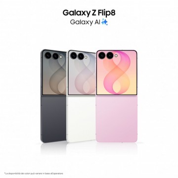 Samsung Galaxy Z Flip8, 256GB, Graphite, Selfie Camera 50MP, Now Brief, Assistente Foto, FlexWindow Personalizzata, Batteria 430