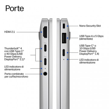 HP E4LG6AT laptop Copilot+ PC Intel Core Ultra 7 356H Ibrido (2 in 1) 35,6 cm (14") Touch screen WUXGA 32 GB LPDDR5x-SDRAM 1 TB